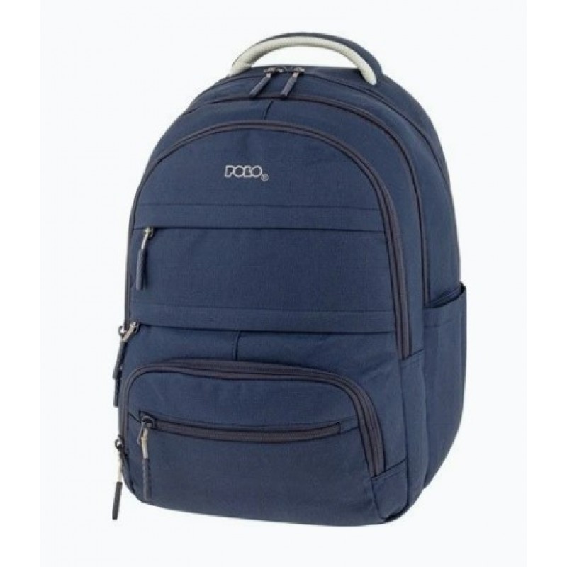 Σχολική Τσάντα Πλάτης Δημοτικού Μπλε  Multi Pocket Polo
