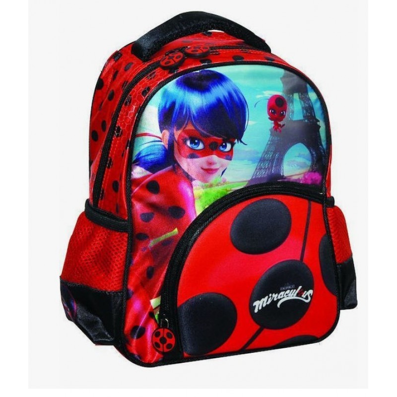 Σχολική Τσάντα Πλάτης Νηπιαγωγείου Miraculous Ladybug Κόκκινη Gim 
