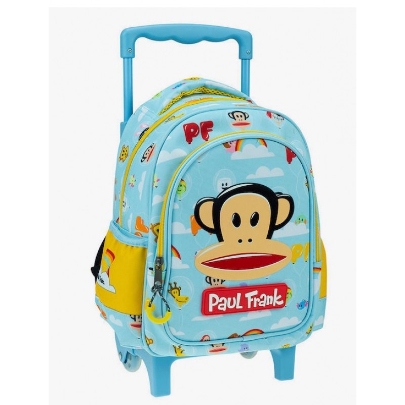 Σχολική Τσάντα Τρόλεϊ Νηπιαγωγείου Paul Frank Γαλάζια Με Θήκη Για Παγούρι Gim 