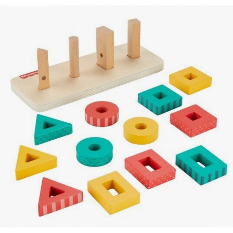 Fisher-price Ξύλινα Σχήματα Παιχνίδι Κινητικών Δεξιοτήτων Mattel 