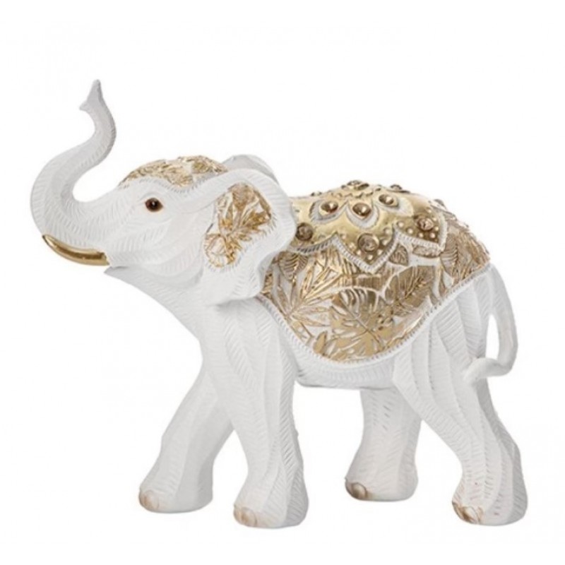 Διακοσμητικό Ελέφαντας Λευκό - Χρυσό 13x6x12.5Εκ Estheti