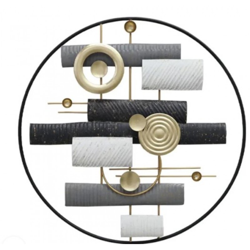 Μεταλλικό Τοίχου Χρυσό/Μαύρο/Γκρι Στρογγυλό Σχήματα Αφηρημένο Φ58.4x4.4Eκ Marhome