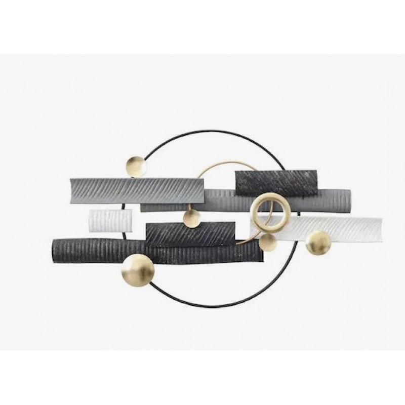 Μεταλλικό Τοίχου Χρυσό/Μαύρο/Γκρι Σχήματα Αφηρημένο 78.1x42.5x4.4Eκ Marhome