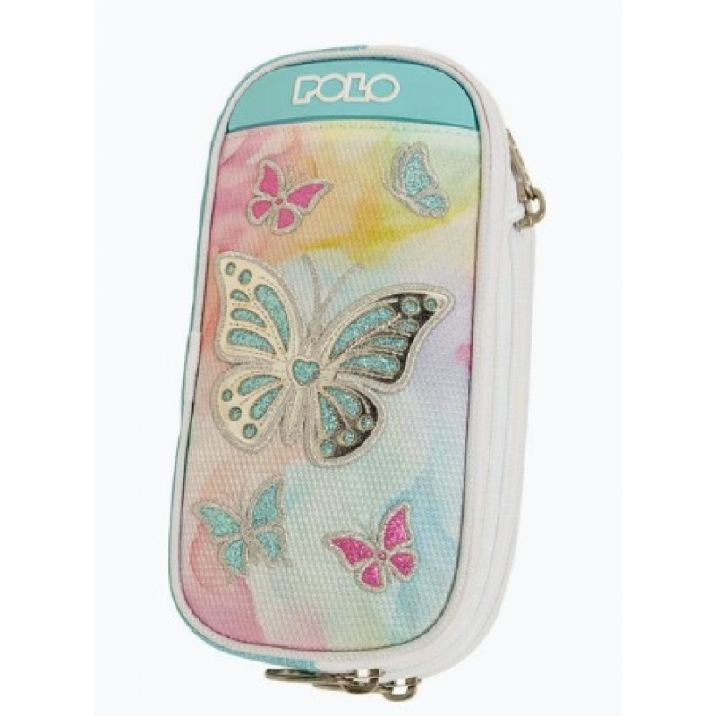 Κασετίνα 2 Θήκες Πολύχρωμη Freely Butterfly Polo 