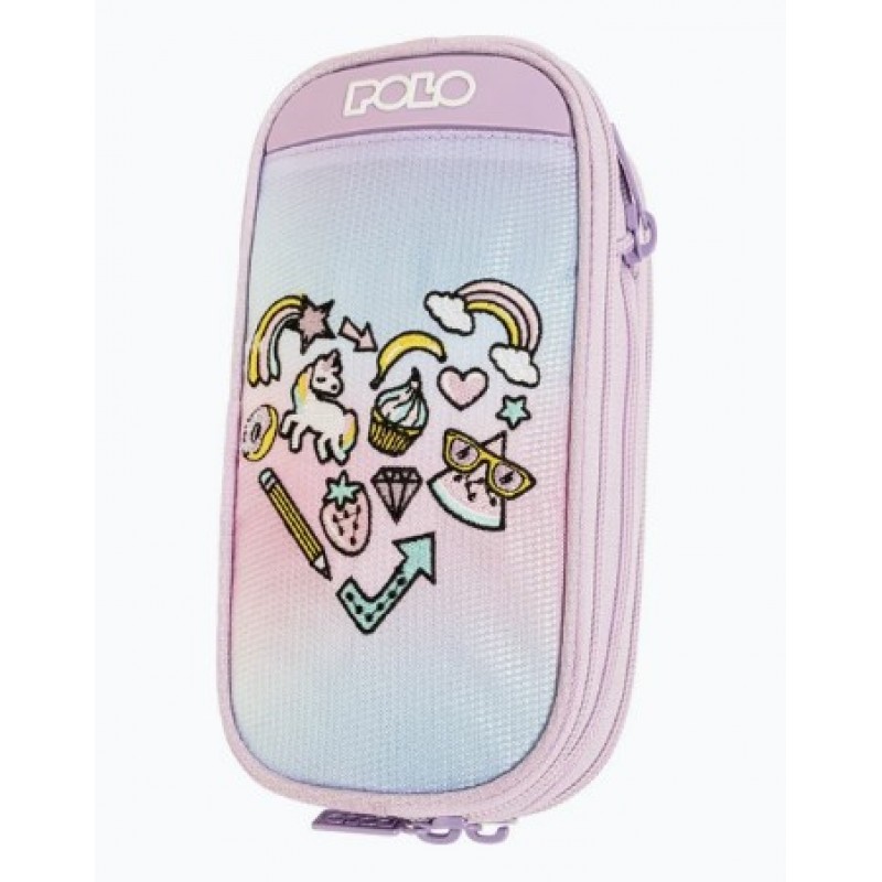 Κασετίνα 2 Θήκες Ροζ Freely Unicorn Polo 