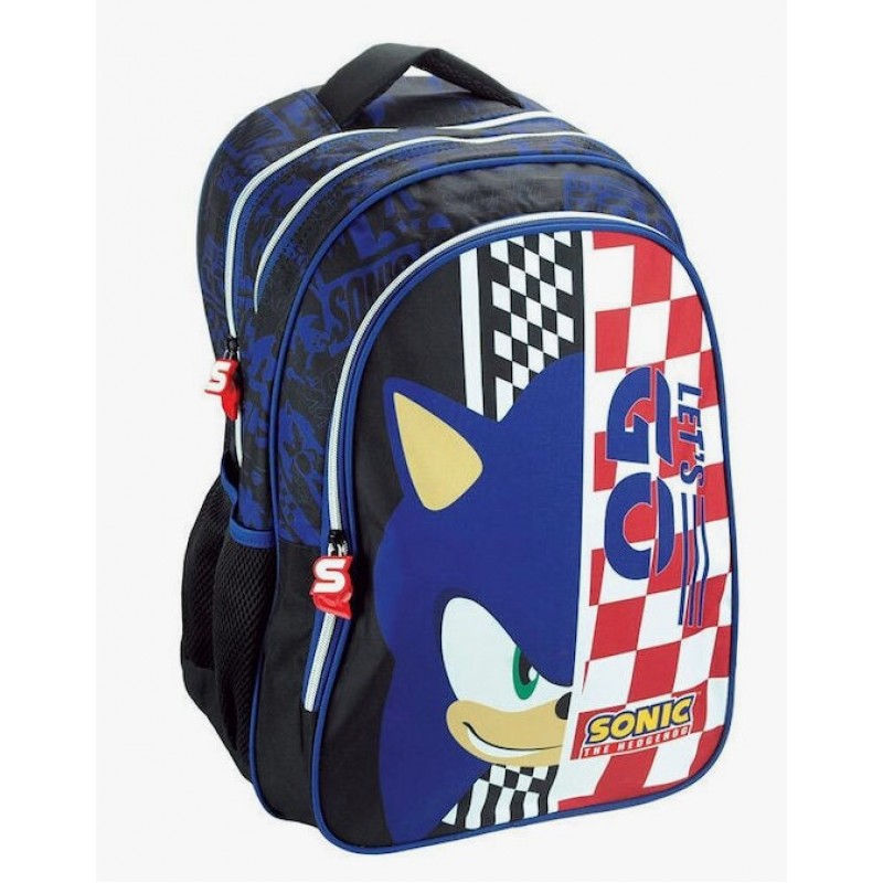 Σχολική Τσάντα Πλάτης Δημοτικού Sonic Classic Με Θήκη Για Παγούρι Gim 