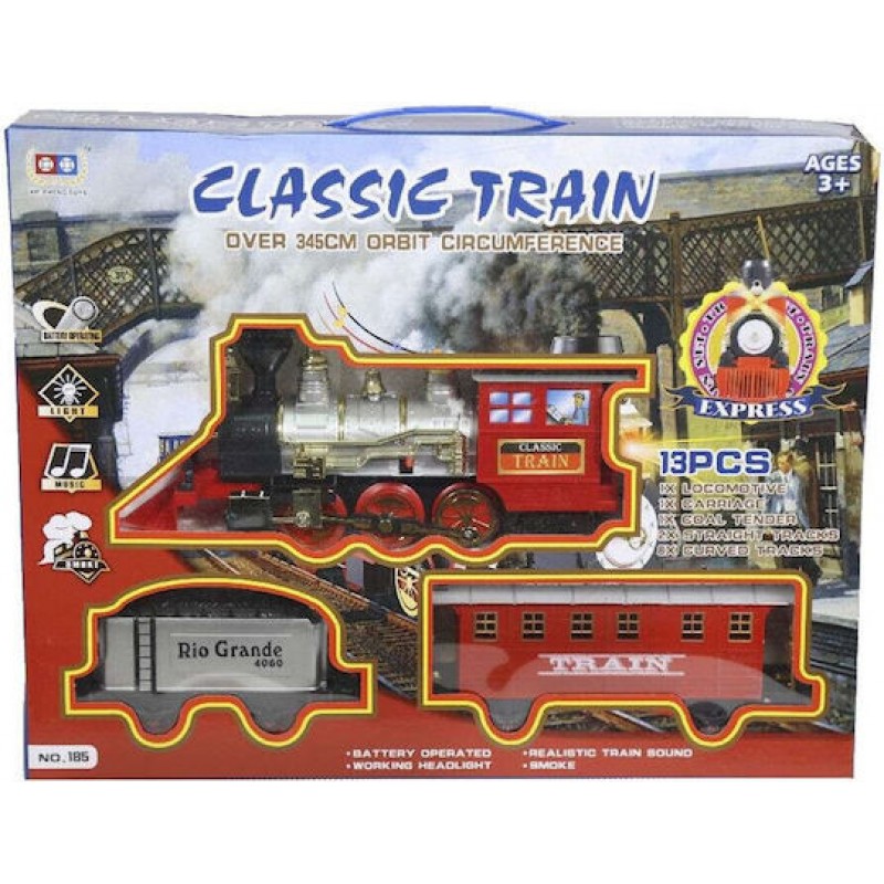 Τρένο Μπαταρίας Με Ράγες & 5 Βαγόνια Με Φως & Ήχο Kider Toys