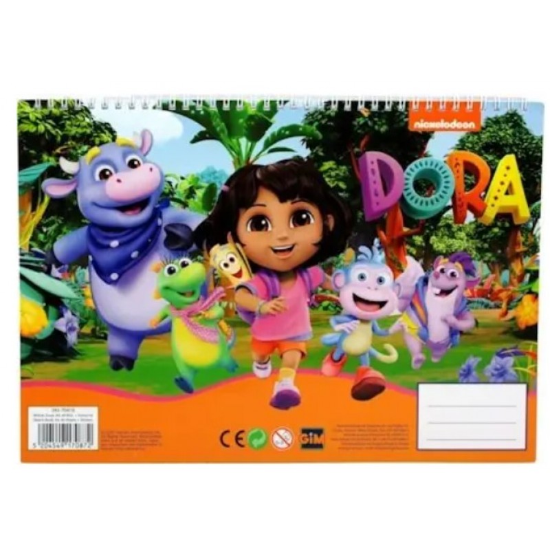 Μπλοκ Ζωγραφικής A4 Dora The Explorer 40 Φύλλων Με Αυτοκόλλητα Gim 