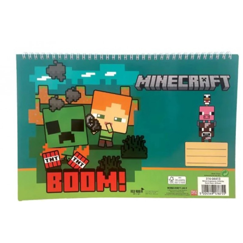 Μπλοκ Ζωγραφικής A4 Σπιράλ Minecraft 30 Φύλλα Gim 