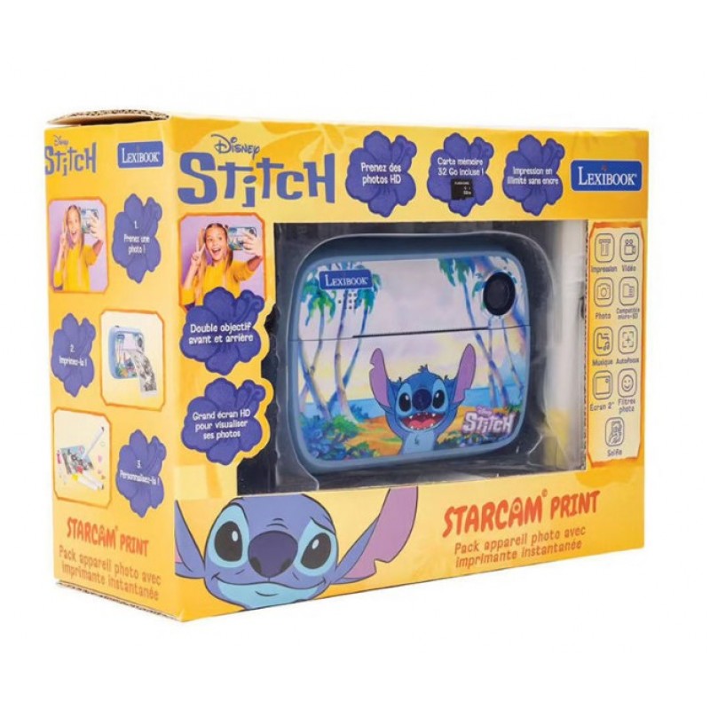 Κάμερα Με Εκτυπωτή Disney Stitch StarCAM Print 32GB SD Card Παιδική Lexibook 