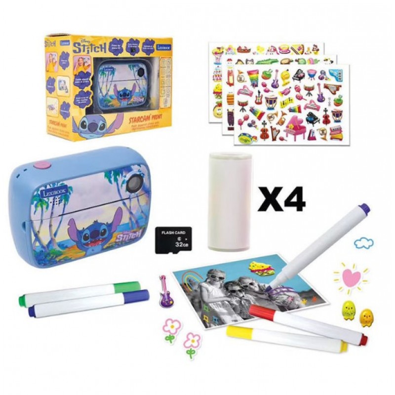 Κάμερα Με Εκτυπωτή Disney Stitch StarCAM Print 32GB SD Card Παιδική Lexibook 