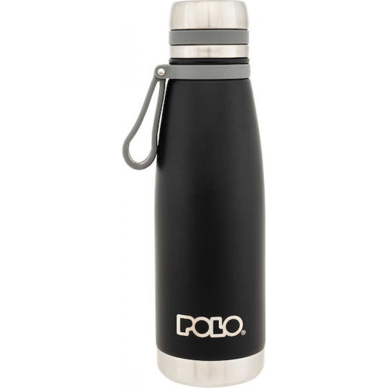 Θερμός Ανοξείδωτο 650ml Μαύρο Μπουκάλι Polo 