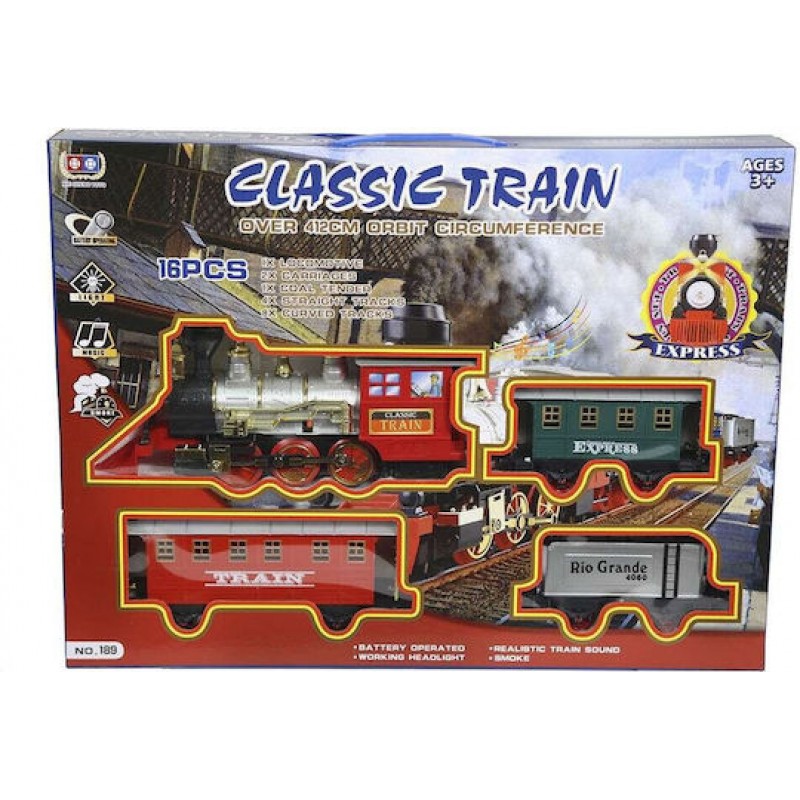 Τηλεκατευθυνόμενο Τρένο Με Ράγες & 3 Βαγόνια Με Φως & Ήχο Kider Toys