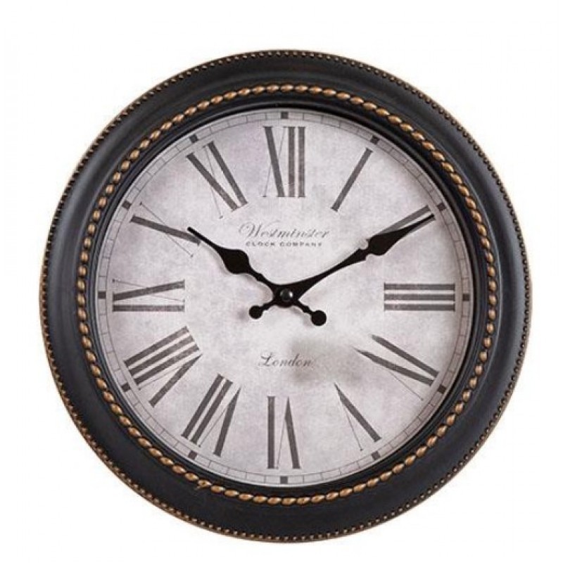 Ρολόι Τοίχου Πλαστικό Αντικέ Μαύρο/Λευκό 27.9x4.5x27.9Εκ Estheti