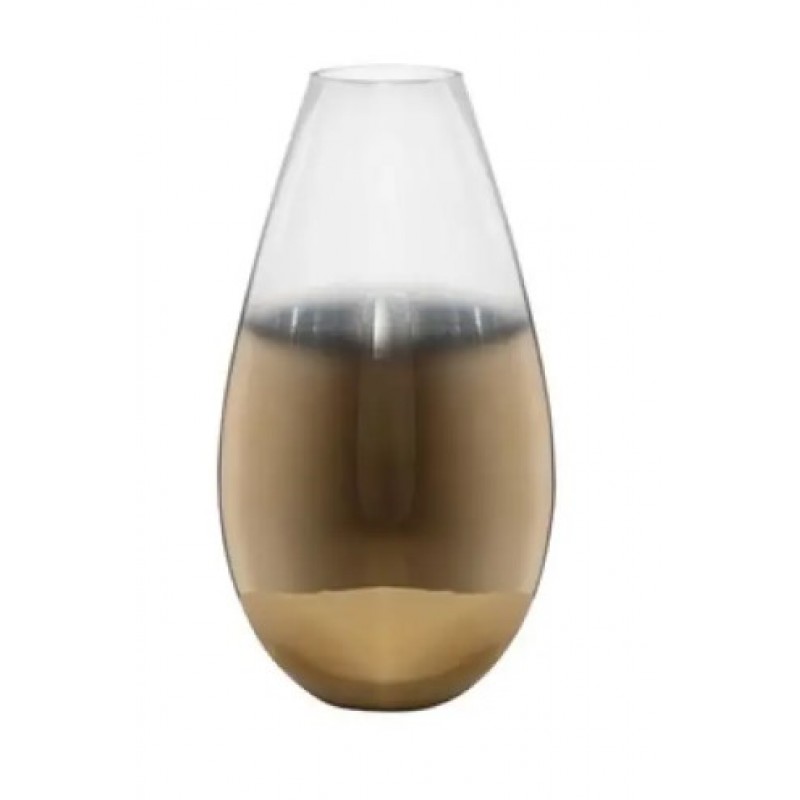 Βάζο Γυάλινο Διαφανές Χρυσό 19.8x19.8x36Εκ Estheti
