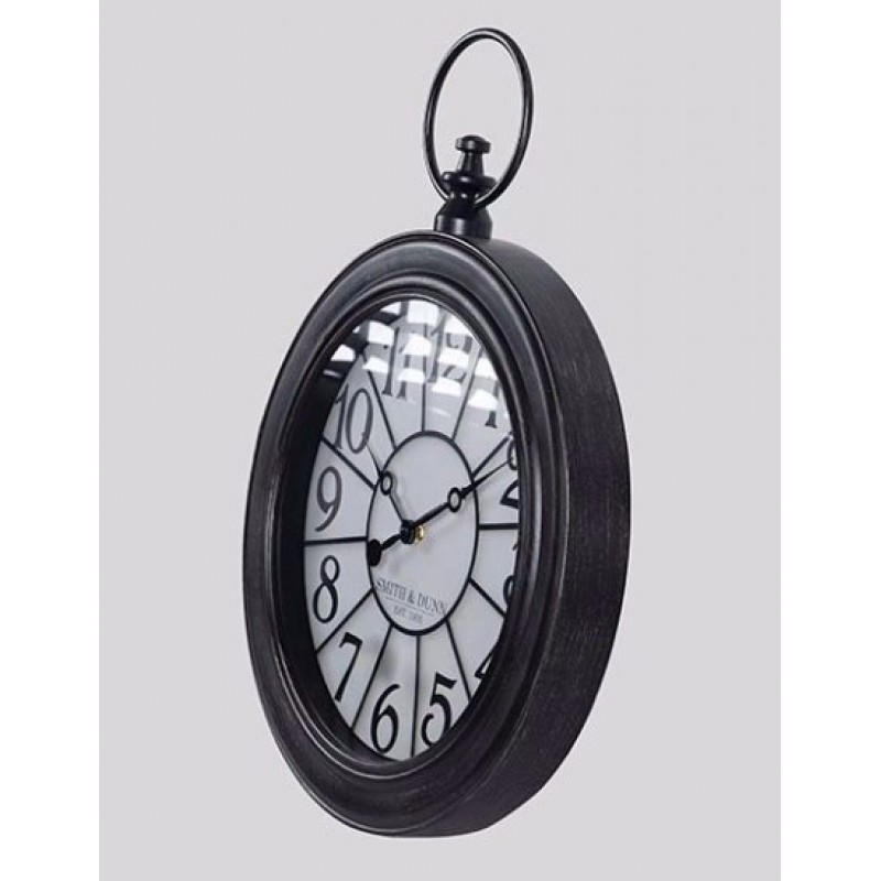 Ρολόι Τοίχου Πλαστικό Αντικέ Λευκό-Μαύρο 59.2×5.8×44.2Εκ Estheti 