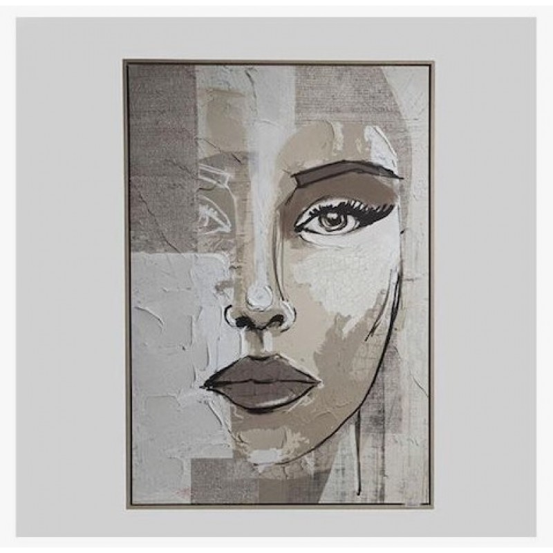 Πίνακας Καμβάς Πλαίσιο Πρόσωπο Μπεζ-Καφέ 80x120Εκ Estheti 