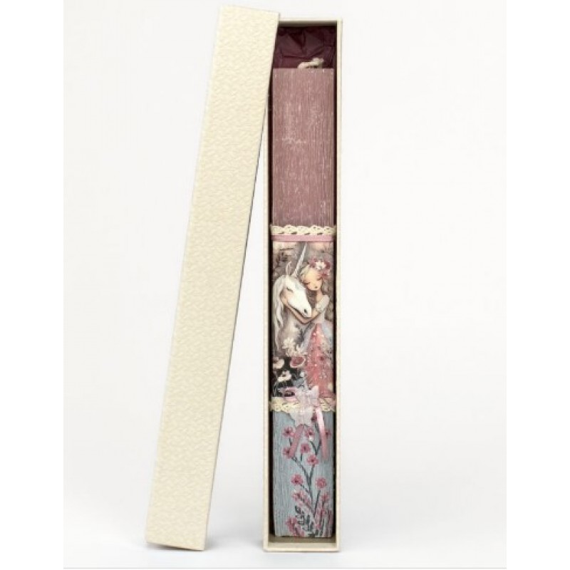 Πασχαλινή Λαμπάδα Πλακέ με Κοπέλα Μονόκερος Ροζ Δημιουργίες