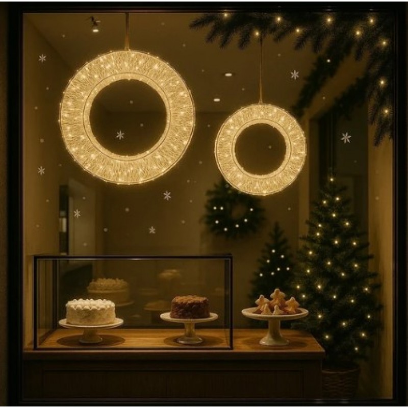 Τρισδιάστατο Φωτιζόμενο Στεφάνι 2250L Θερμό Λευκό Χρώμα 70x35x9cm Epam