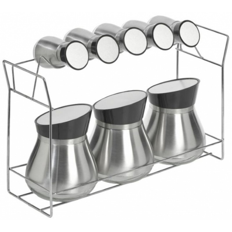 Δοχείο Αποθήκευσης S/8 Σε Βάση Μεταλλικό Γυάλινο Ασημί 43x14x29Εκ Click