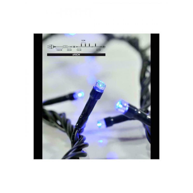 100 LED Σειρά Επέκταση + Πρόγραμμα Διάφανο Καλ/Μπλε LED Eurolamp