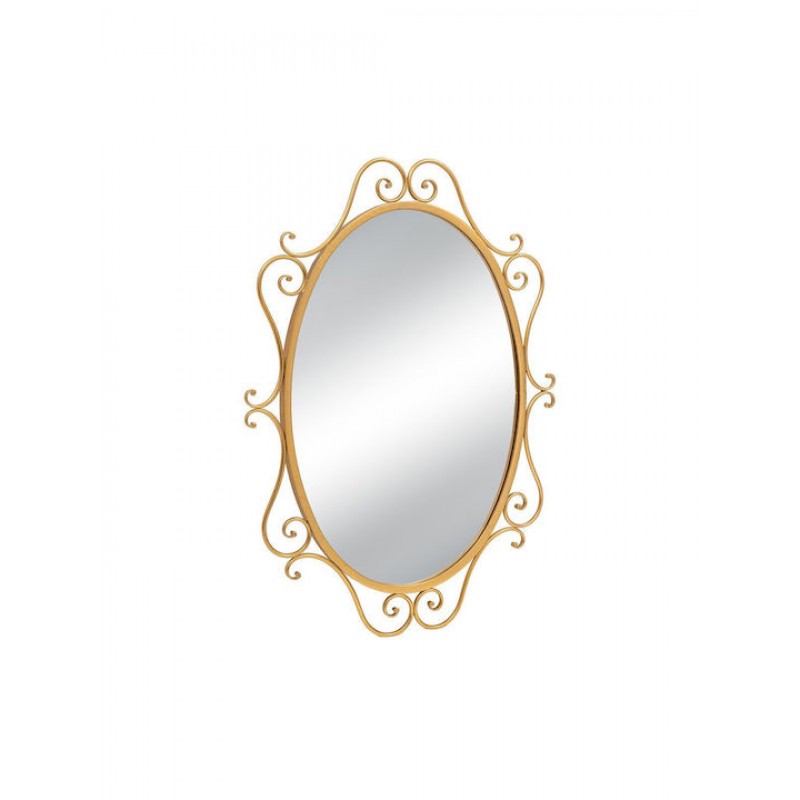 Καθρέπτης Τοίχου Οβάλ με Χρυσό Μεταλλικό Πλαίσιο 84x60cm Iliadis 