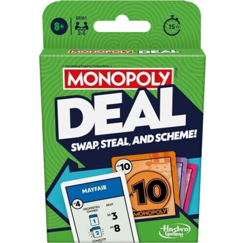 Επιτραπέζιο Παιχνίδι Monopoly Deal για 2-5 Παίκτες 8+ Ετών Hasbro