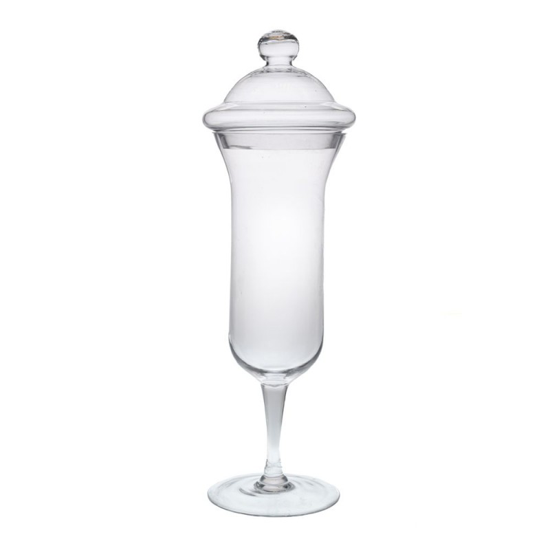 Βάζο Γυάλινο Διάφανο Με Πόδι & Καπάκι Φ19Χ55Εκ Iliadis
