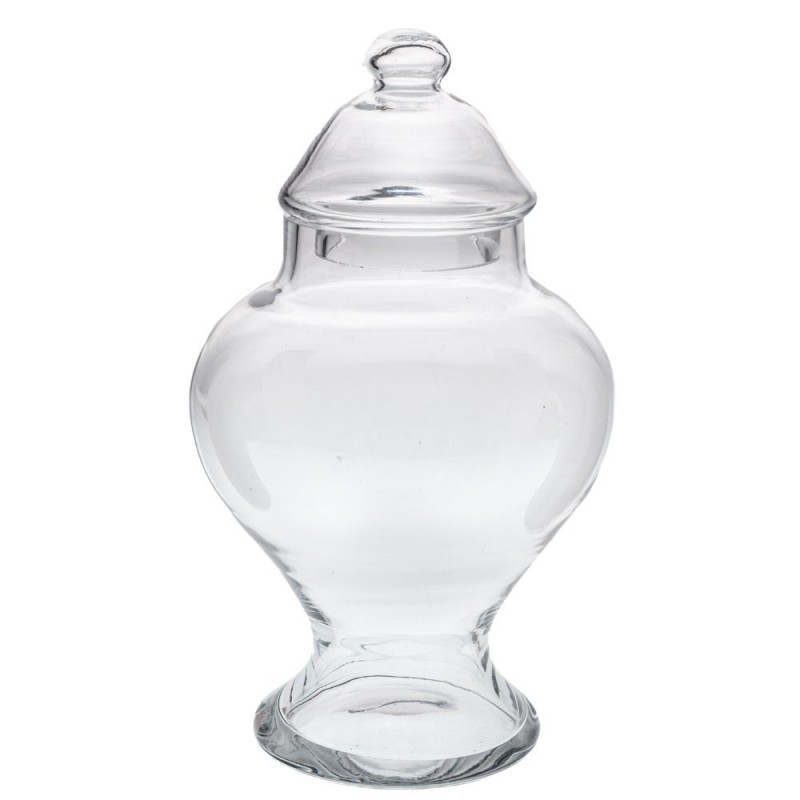 Βάζο Γυάλινο Διάφανο Με Πόδι & Καπάκι Φ15Χ30Εκ Iliadis