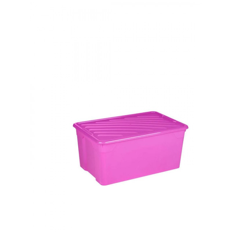 Κουτί Αποθήκευσης Πλαστικό με Καπάκι Ροζ Nak 92L 70x46x34εκ Homeplast 