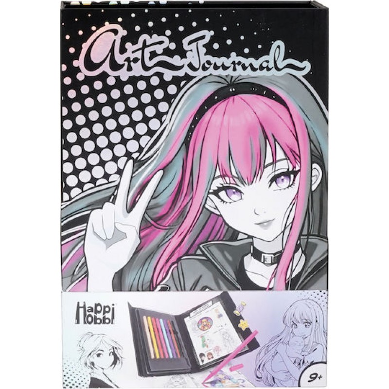 HappiHobbi Art Journal Manga Μαρκαδόροιωγραφικής με Διπλή Μύτη Για 9+ Ετών