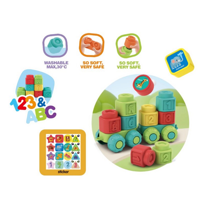 Μαλακά Τουβλάκια 2σε1 - 19τμχ Με Τρενάκι Lazarid