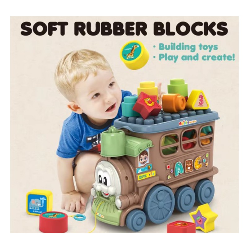 Μαλακά Τουβλάκια 2σε1 - 19τμχ Με Τρενάκι Lazarid