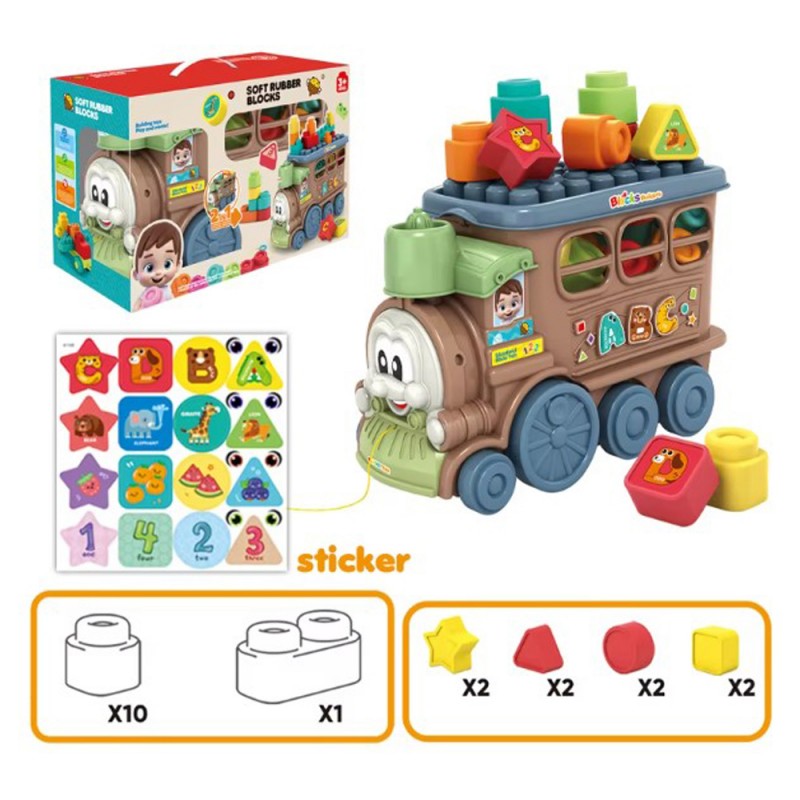 Μαλακά Τουβλάκια 2σε1 - 19τμχ Με Τρενάκι Lazarid