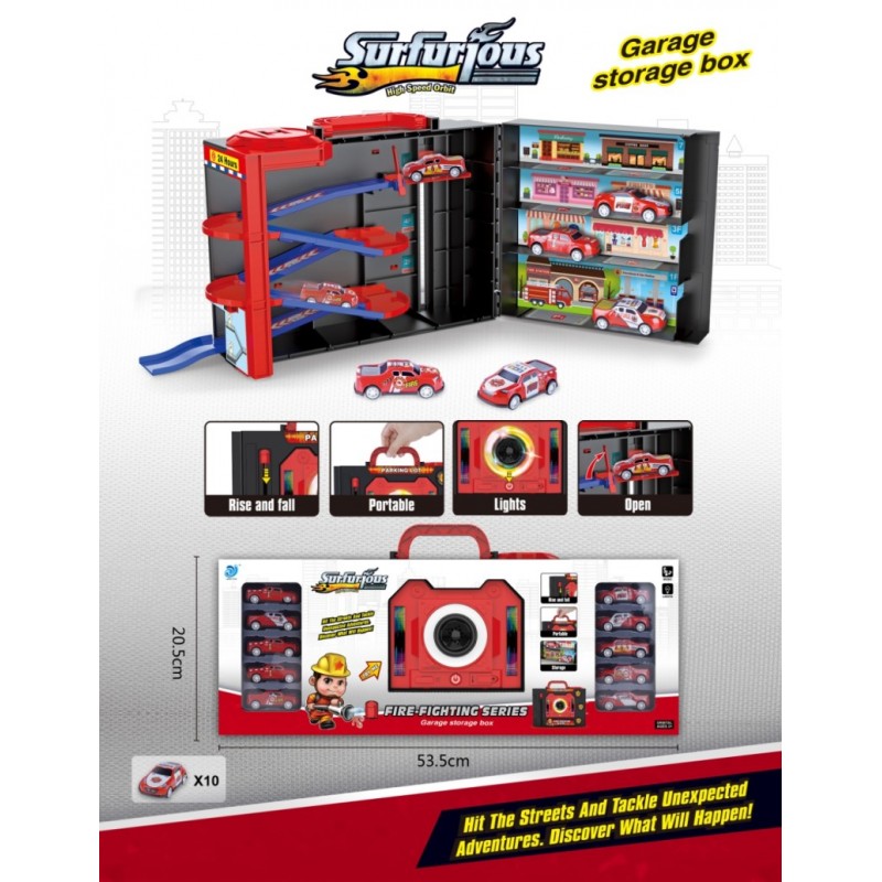 Φορητός Σταθμός Πυροσβεστικής Με 10τμχ Μεταλλικά Αυτοκίνητα Lazarid