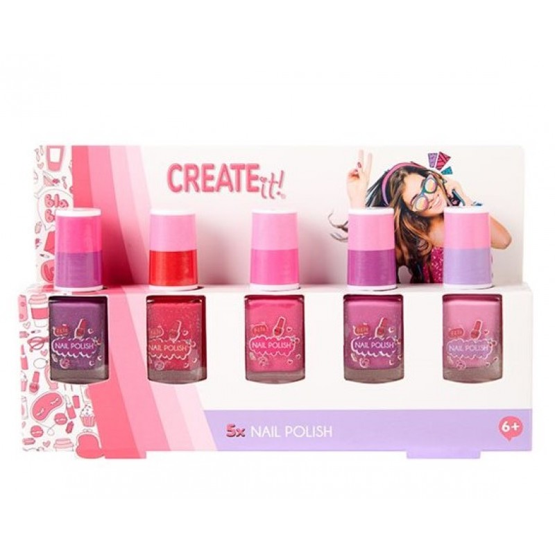 Σετ Βερνίκια Νυχιών 5 Τμχ Ροζ Create It! 