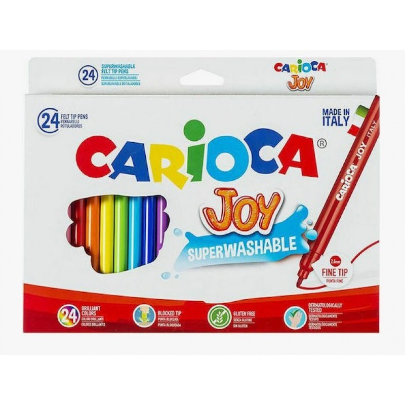 Μαρκαδόροι Ζωγραφικής Joy 2.6mm Λεπτοί, Πλενόμενοι Σετ 24 χρώματα Carioca 