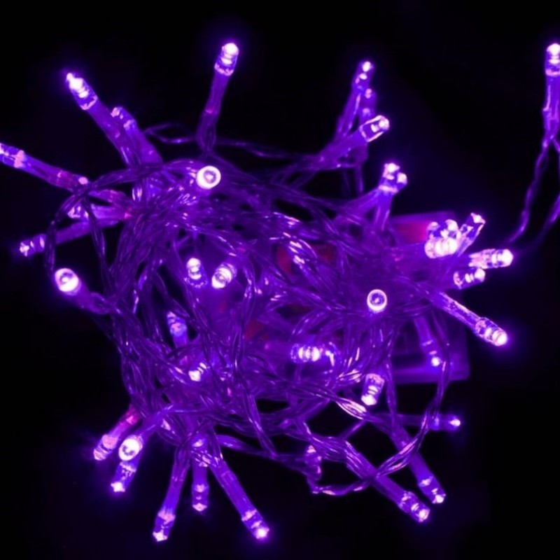 Φωτάκια 100 Led με Πρόγραμμα Πράσινο Καλώδιο/Μωβ Φως 31V