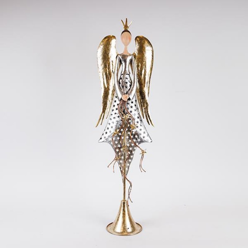Άγγελος Μεταλλικός Με Χρυσά Φτερά 23.5x15.24x86.36cm Eurolamp