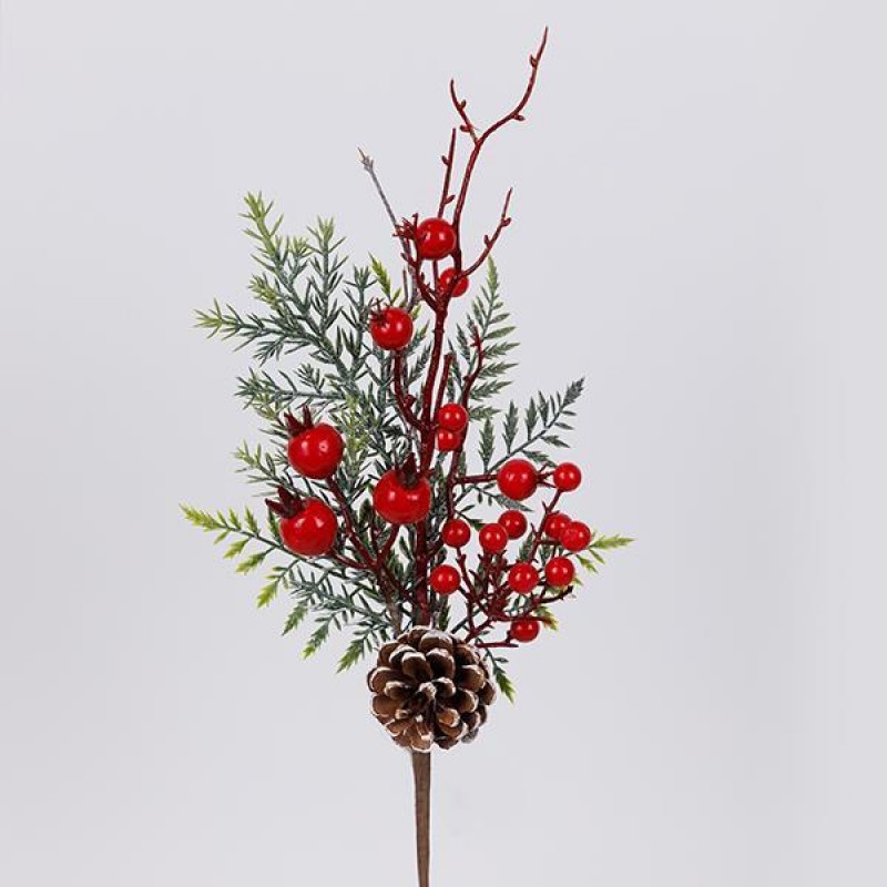 Κλαδί Με Berry, Κουκουνάρι Και Κλαδί Ελάτου 46cm Eurolamp