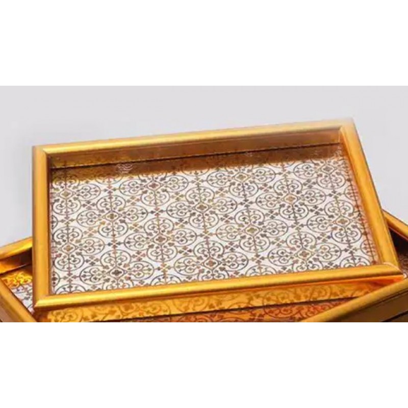 Δίσκος Πολυρεζίνη Με Γυάλι Χρυσός 40x30x2.8 Εκ. Eurolamp