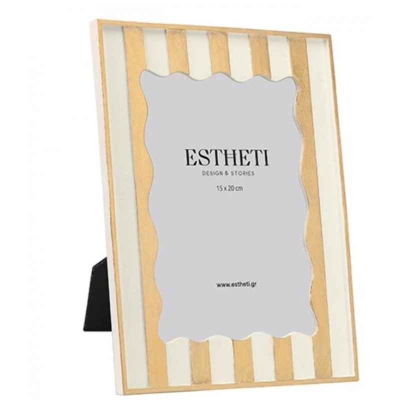 Κορνίζα 15x20 Πολυρεζίνη Λευκή - Χρυσή 21x2x26.5Εκ Estheti