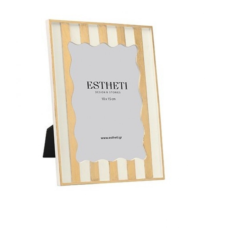Κορνίζα (10x15) Πολυρεζίν Λευκή - Χρυσή 16x2x21Εκ Estheti 