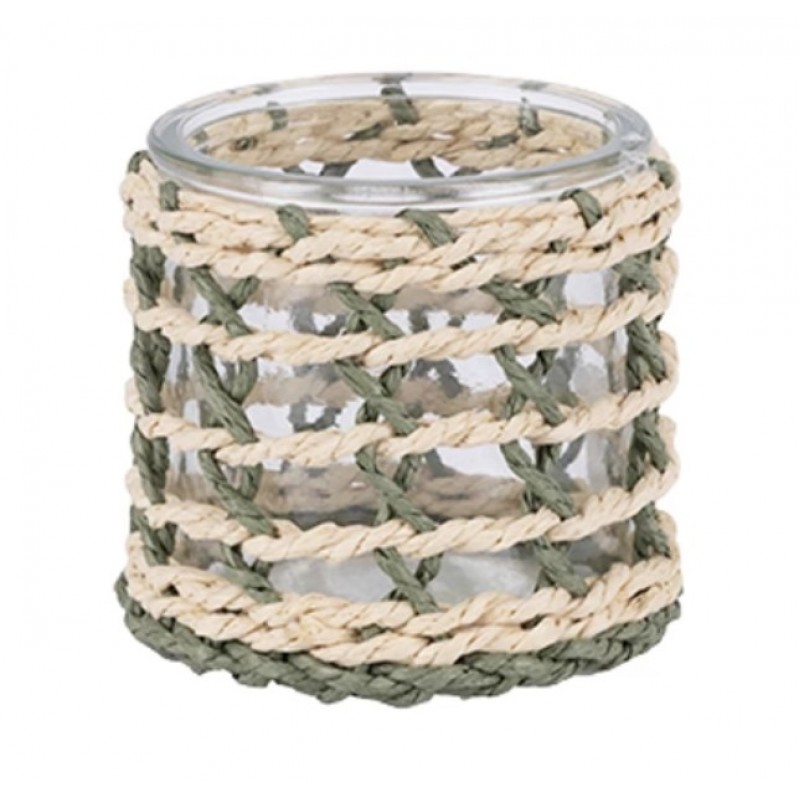 Φαναράκι Paper Rope Φυσικό - Πράσινο 8x8x10Εκ Estheti