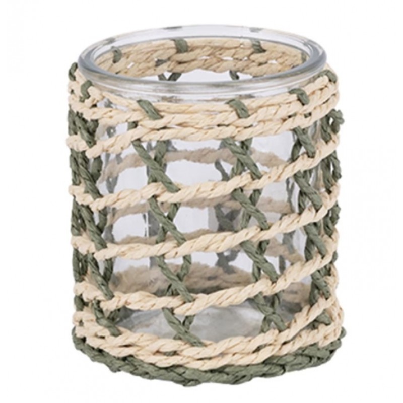 Φαναράκι Paper Rope Φυσικό - Πράσινο 8x8x8Εκ Estheti