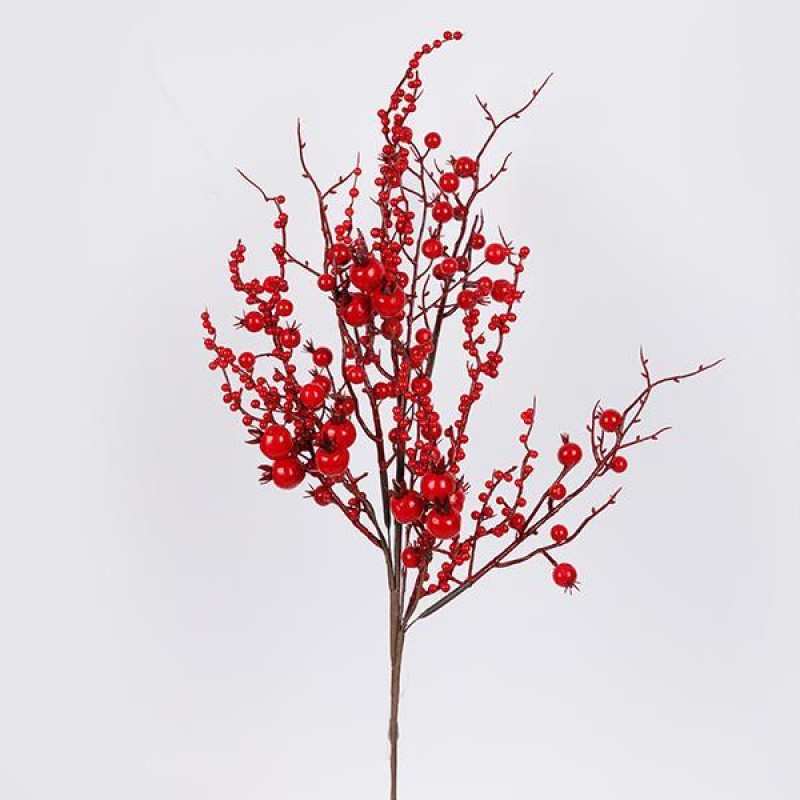 Κλαδί Με Μεγάλα Και Μικρά Κόκκινα Berries 73cm Eurolamp 