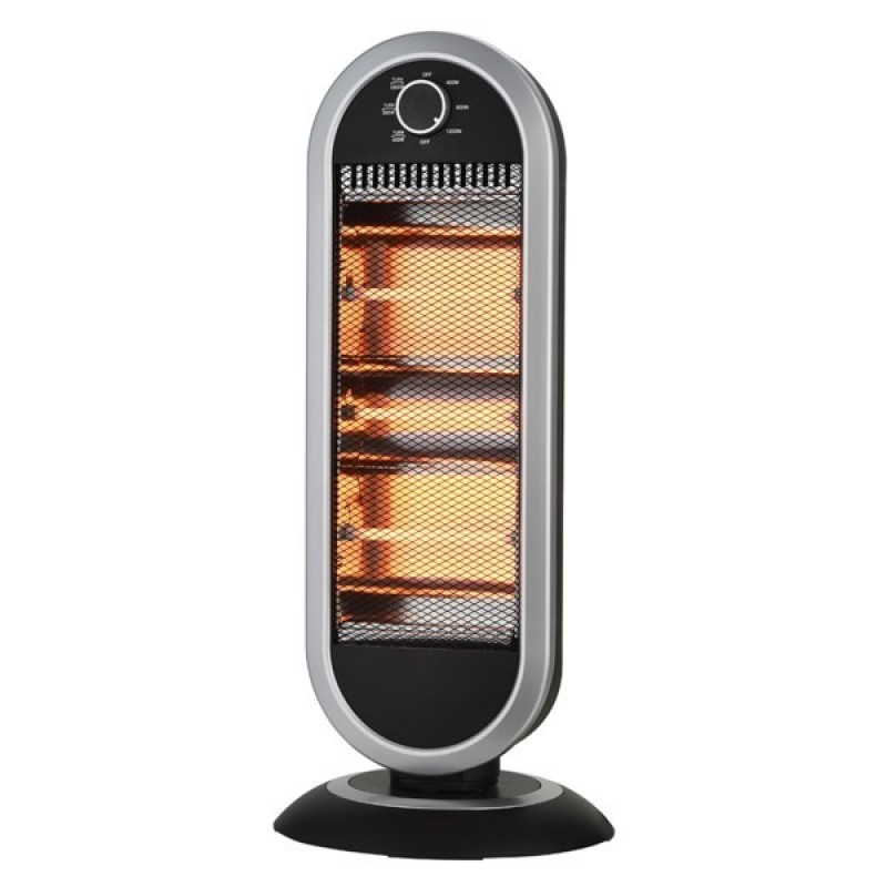 Θερμάστρα Χαλαζία Μαύρη Με Περιστροφή 1200W Eurolamp