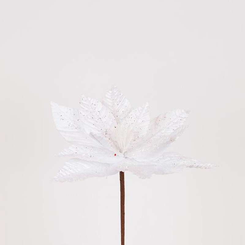 Λουλούδι Λευκό Με Λευκές Χάντρες 27x15cm Eurolamp