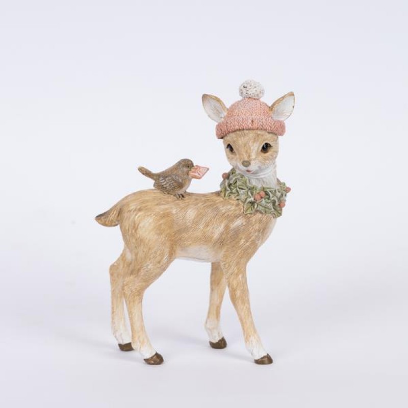 Διακοσμητικό Ελαφάκι Πολυρεζίν Με Πουλάκι 10.5x4.5x15.5cm Eurolamp