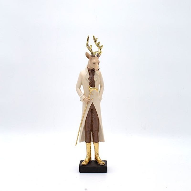 Τάρανδος Πολυρεζίν Με Σμόκιν και Μπαστούνι 31cm Eurolamp